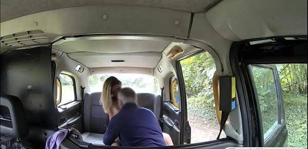  Sexy blonde passenger gets her pussy nailed in the taxi